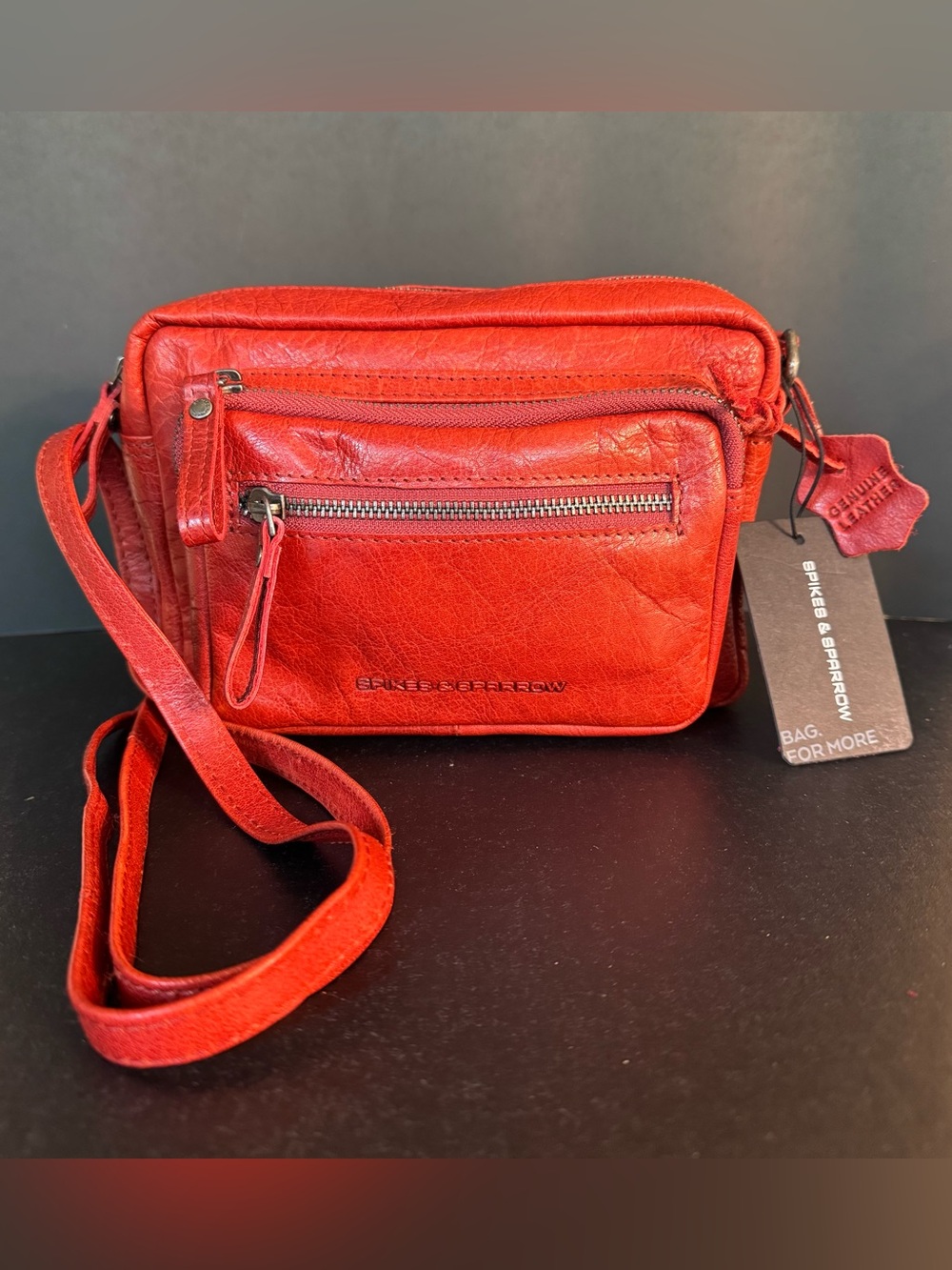 Spikes & Sparrow Red Leather Crossbody